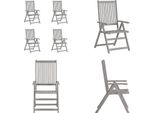 Vidaxl Sedie Da Giardino Regolabili 4 Pz. Legno Massiccio Di Acacia Grigio - Sedia Da Giardino - Sedia - Sedia - Sedie