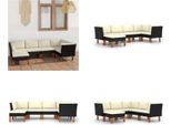 vidaXL 6 tlg. Garten Lounge Set mit Kissen Poly Rattan Schwarz - Garten-Sofa-Set - Garten-Sofa-Sets - Gartenmöbel Set - Gartenmöbel Sets