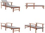 Vidaxl Lettino Prendisole In Poly Rattan E Legno Massiccio Di Acacia Grigio - Lettino Da Giardino - Lettini Da Giardino - Lettino Prendisole - Lettini Prendisole