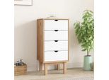 The Living Store Cassettiera Otta Brown & White 45X39X90 Cm In Legno Massiccio
