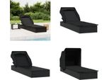 Vidaxl Lettino Prendisole Con Tetto Pieghevole Nero 213X63X97 Cm In Poly Rattan - Lettino Prendisole - Lettino Prendisole - Lettino Da Giorno