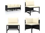 Vidaxl Divano Da Giardino A 3 Posti Con Cuscini In Poly Rattan Nero - Divano Da Giardino - Divani Da Giardino - Lounge - Lounging