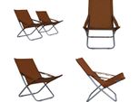 Vidaxl Sedie Da Spiaggia Pieghevoli 2 Pezzi In Tessuto Marrone - Sedia Da Spiaggia Pieghevole - Sedia Da Spiaggia Pieghevole - Sedia Da Spiaggia - Sedie Da Spiaggia