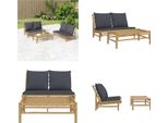 Vidaxl Set Salotto Da Giardino 2 Pezzi Con Cuscini Grigio Scuro Bambù - Set Salotto Da Giardino - Set Salotto Da Giardino - Set Salotto - Set Salotto Da Terrazzo