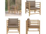 Vidaxl Poltrona Da Giardino Con Cuscino Taupe Bamboo - Poltrona Da Giardino - Poltrona Da Giardino - Poltrona Da Esterno - Poltrona Da Patio