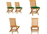 Vidaxl Sedie Da Giardino Con Cuscini Verdi 2 Pz. Legno Massiccio Teak - Sedia Da Giardino - Sedie Da Giardino - Sedia Da Giardino In Legno - Sedie Da Giardino In Legno