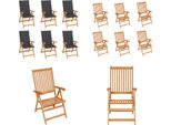 Vidaxl Sedie Da Giardino 6 Pezzi Con Cuscini Antracite In Legno Massiccio Di Teak - Sedia Da Giardino - Sedie Da Giardino - Poltrona Da Giardino - Sedia Pieghevole
