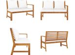 Vidaxl Panca Da Giardino 114,5 Cm Con Cuscini Crema In Legno Massiccio Di Acacia - Panca Da Giardino - Panche Da Giardino - Panche Da Esterno - Panche Da Esterno