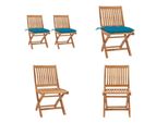 Vidaxl Sedie Da Giardino 2 Pezzi Con Cuscini Azzurri In Teak Massiccio - Sedia Da Giardino - Sedie Da Giardino - Sedia Da Giardino In Legno - Sedie Da Giardino In Legno