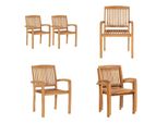 Vidaxl Sedie Da Pranzo Da Giardino 2 Pezzi Impilabili In Legno Massiccio Di Teak - Sedia Da Pranzo Impilabile - Sedie Da Pranzo Impilabili - Sedia Da Giardino - Sedie Da Giardino