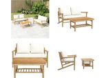 Vidaxl Set Da Salotto Da Giardino 2 Pezzi Con Cuscini Bianchi Crema Bambù - Set Da Salotto Da Giardino - Set Da Salotto - Set Da Salotto Terrazza