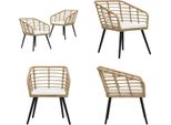 Vidaxl Sedie Da Giardino 2 Pezzi Con Cuscini In Poly Rattan Oak - Sedia Da Giardino - Sedia - Sedie