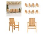 Vidaxl Sedie Da Giardino 8 Pezzi Impilabili 56,5X57,5X91 Cm In Legno Massiccio Di Teak - Sedia Da Giardino Impilabile - Sedia Da Giardino - Sedia Da Giardino Impilabile