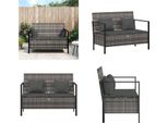 Vidaxl Panca Da Giardino A 2 Posti Con Cuscini In Poly Rattan Grigio - Panca Da Giardino - Panca Da Giardino - Panca Per Riporre Oggetti - Panca Da Esterno