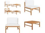Vidaxl Set Salotto Da Giardino 2 Pezzi Con Cuscini Crema In Teak - Set Salotto Da Giardino - Set Salotto Da Giardino - Mobili Da Giardino - Set Mobili Da Giardino