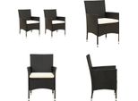 Vidaxl Sedie Da Giardino Con Cuscino 2 Pz. Poly Rattan Nero - Sedia Da Giardino - Sedie Da Giardino - Poltrona Da Giardino - Sedia Da Pranzo