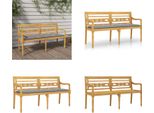 Vidaxl Panca Batavia Con Cuscino Grigio 150 Cm In Teak Massiccio - Panca - Panche - Panca Da Giardino - Panca Da Salotto