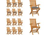 Vidaxl Sedie Da Giardino Con Cuscini Grigi 6 Pz. Legno Massiccio Teak - Sedia Da Giardino - Sedie Da Giardino - Sedia Da Giardino In Legno - Sedia Da Giardino In Legno Massiccio