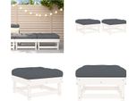 Vidaxl Sgabello Da Giardino Con Cuscino 2 Pz. Legno Di Pino Massiccio Bianco - Sgabello Da Giardino - Sgabello Da Patio - Sgabello Da Esterno - Sgabello Da Giardino
