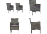 Vidaxl Sedie Da Pranzo Da Giardino 2 Pz. Poly Rattan Grigio - Sedia In Rattan - Sedie In Rattan - Sedie Da Giardino - Poltrona In Rattan - Poltrona In Rattan