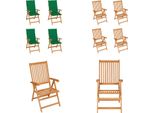 Vidaxl Sedie Da Giardino 4 Pezzi Con Cuscini Verdi In Legno Massiccio Di Teak - Sedia Da Giardino - Sedie Da Giardino - Poltrona Da Giardino - Sedia Pieghevole