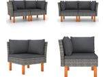 Vidaxl Divani Angolari 2 Pz. Poli Rattan E Legno Massiccio Di Eucalipto - Divano Angolare Modulare - Divano Angolare Modulare - Divano Angolare Modulare - Divano Angolare Modulare