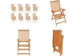 Vidaxl Sdraio Da Giardino 8 Pz. Legno Massiccio Teak - Sedia Da Giardino - Sedie Da Giardino - Sdraio Da Giardino - Sdraio Da Giardino