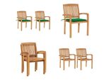 Vidaxl Sedie Da Giardino 2 Pezzi Con Cuscini Verdi In Legno Massiccio Di Teak - Sedia Da Giardino - Sedie Da Giardino - Sedia Da Giardino Di Legno - Sedie Da Giardino Di Legno