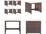 Vidaxl Sgabello Da Giardino 4 Pezzi Con Cuscino In Poly Rattan Marrone - Sgabello - Panca Per Piedi - Poggiapiedi