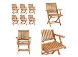 Vidaxl Sedie Da Giardino Pieghevoli 6 Pz. Legno Massiccio Teak - Sedia Da Giardino - Sedie Da Giardino - Sedia Di Legno - Sedie Di Legno