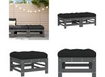 Vidaxl Sgabello Da Giardino Con Cuscino 2 Pz. Legno Di Pino Massiccio Grigio - Sgabello Da Giardino - Sgabello Da Patio - Sgabello Da Esterno - Poggiapiedi Da Giardino