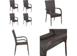 Vidaxl Sedie Da Giardino Impilabili 4 Pz. Poly Rattan Brown - Sedia Da Giardino - Sedie Da Giardino - Sedia Impilabile Da Giardino - Sedie Impilabili Da Giardino