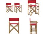 Vidaxl Sedie Da Regista Pieghevoli 2 Pz. Bambù Rosso E Tessuto - Sedia Da Regista - Sedie Da Regista - Sedia Da Giardino - Sedie Da Giardino