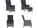 Vidaxl Sedia A Sdraio Da Giardino Con Cuscini In Poly Rattan Grigio - Poltrona - Sedia Da Giardino - Sedie Da Giardino - Mobili Da Giardino