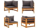 Vidaxl Divano Ad Angolo Con Cuscini Grigio Scuro In Legno Massiccio Di Acacia - Divano Ad Angolo - Divani Ad Angolo - Divani - Divani