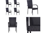 Vidaxl Sedie Da Giardino Impilabili 4 Pz. Poly Rattan Nero - Sedia Da Giardino - Sedie Da Giardino - Sedia Impilabile Da Giardino - Sedie Impilabili Da Giardino