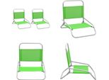 Vidaxl Sedie Da Spiaggia Pieghevoli 2 Pz. Tessuto Verde - Sedia Da Spiaggia - Sedie Da Spiaggia - Sedia Da Campeggio - Sedie Da Campeggio