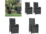 Vidaxl Sedia Reclinabile Da Giardino Con Cuscino 2 Pz. Poly Rattan Nero - Poltrona Reclinabile Da Esterno - Poltrona Reclinabile Da Giardino - Sedia Da Giardino - Sedia Da Giardino