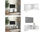 Mobile Tv Vidaxl Con Gambe In Legno Massiccio Bianco Lucido 103,5X35X50 Cm - Mobile Tv - Mobili Tv - Credenza - Credenze