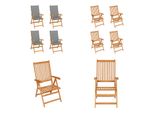 Vidaxl Sedie Da Giardino 4 Pezzi Con Cuscini Grigi In Teak Massiccio - Sedia Da Giardino - Sedie Da Giardino - Poltrona Da Giardino - Sedia Pieghevole