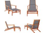 Vidaxl Sedia Da Giardino Con Poggiapiedi Grigio Eucalipto In Legno Massiccio Textilene - Sedia Da Giardino - Sedia - Sedie