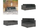 Vidaxl Divani Ad Angolo 2 Pezzi Con Cuscini In Poly Rattan Grigio - Divano Ad Angolo - Divani Ad Angolo - Divano 2 Posti - Divani 2 Posti