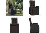 Vidaxl Sedia A Sdraio Da Giardino Con Cuscino In Rattan Nero - Sedia Da Giardino - Sedie Da Giardino - Mobili Da Giardino - Mobili Da Giardino
