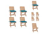 Vidaxl Sedie Da Giardino Pieghevoli Con Cuscini 4 Pz. Legno Massiccio Teak - Sedie Da Giardino