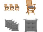 Vidaxl Sedie Da Giardino Con Cuscini Grigi 3 Pz. Legno Massiccio Teak - Sedia Da Giardino - Sedie Da Giardino - Sedia Da Giardino Legno - Sedia Da Giardino Legno Massiccio