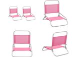 Vidaxl Sedie Da Spiaggia Pieghevoli 2 Pz. Tessuto Rosa - Sedia Da Spiaggia - Sedie Da Spiaggia - Sedia Da Campeggio - Sedie Da Campeggio