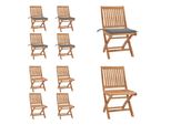 Vidaxl Sedie Da Giardino Pieghevoli Con Cuscino 4 Pz. Legno Massiccio Teak - Sedia Da Giardino - Sedie Da Giardino - Sedia Di Legno - Sedie Di Legno