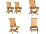 Vidaxl Sedie Da Giardino Con Cuscini Grigi 2 Pz. Legno Massiccio Teak - Sedia Da Giardino - Sedie Da Giardino - Sedia Da Giardino In Legno - Sedie Da Giardino In Legno