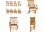 Vidaxl Sedie Da Giardino 8 Pz. Legno Massiccio Teak - Sedia Da Giardino - Sedie Da Giardino - Sedia Da Giardino In Legno - Sedia Da Giardino In Legno Massiccio