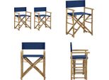 Vidaxl Sedie Da Regista Pieghevoli 2 Pz. Bambù E Tessuto Blu - Sedia Da Regista - Sedie Da Regista - Sedia Da Giardino - Sedie Da Giardino
